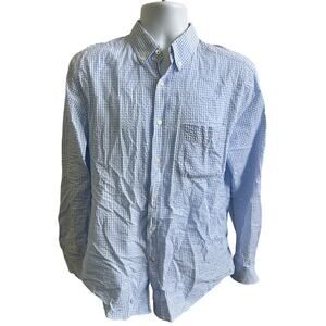 💙McLaughlin M Blue Gingham Button Down Shirt Classic Preppy Modern Prep Layer